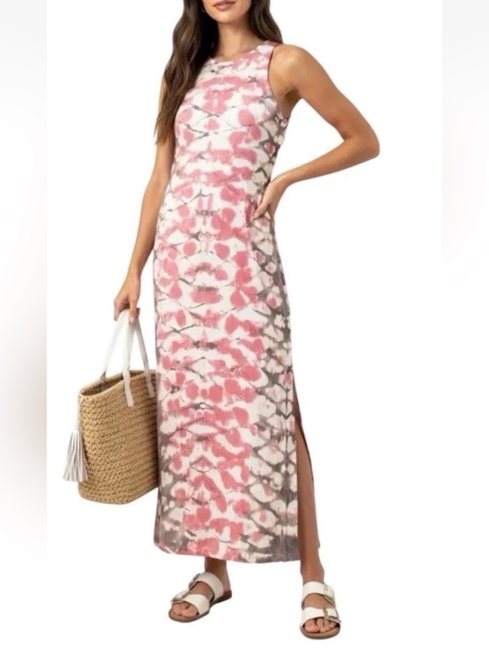 NWT, Young Fabulous & Broke Coral and Cream Tie-Dye Maxi Dress